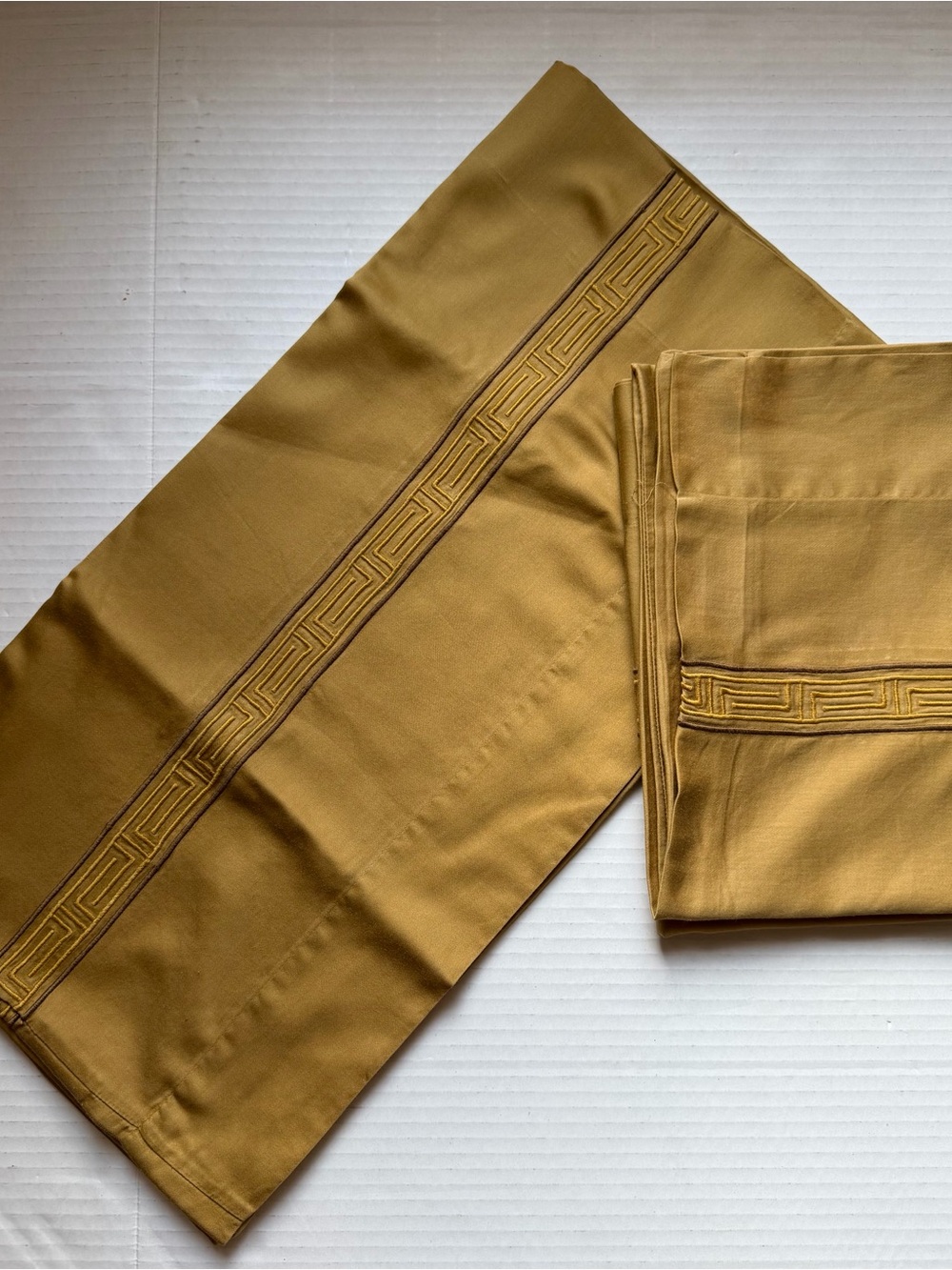 Two Signoria di Firenze King Gold Khaki pillow cases 39x19.5” Cotton Luxury